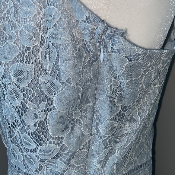 NWOT Lulu’s Sweet Like Candy Lace Ruffle Hem Minidress XL Dusty Blue MSRP $75 - Picture 11 of 12